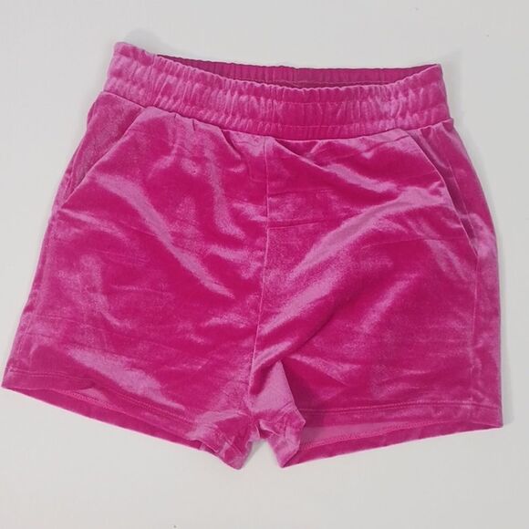 CAPPELLA Velour pink zip-up cropped hooded jacket & shorts set sz (S) - Picture 7 of 10